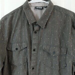 Vans Shirt Men’s XL Gray Long Sleeve Off The Wall Button Up
